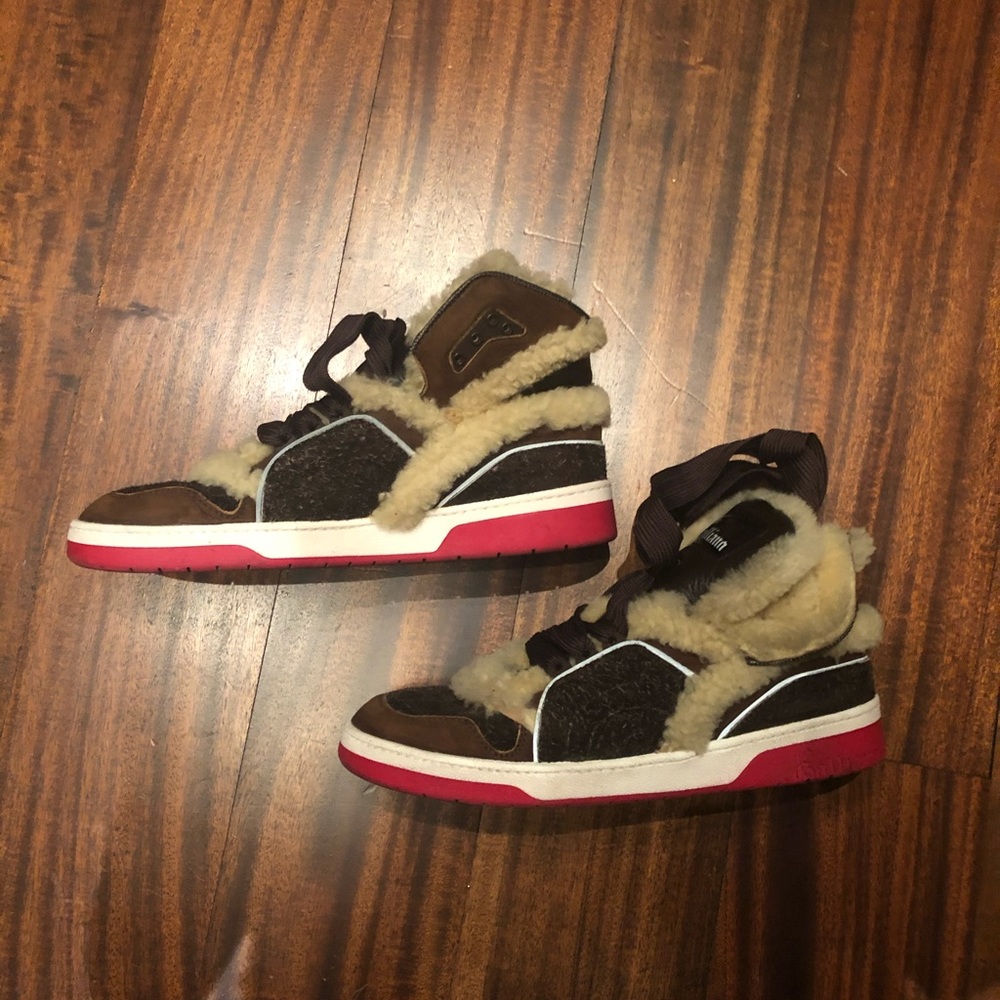 John Galliano Men's Fur-Accented Sneakers